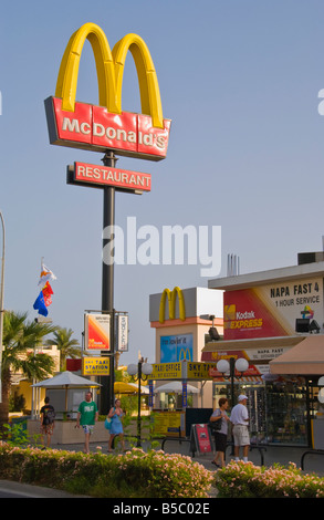 Large MacDonalds sign in Ayia Napa on the Eastern Mediterranean island of Cyprus EU Stock Photo