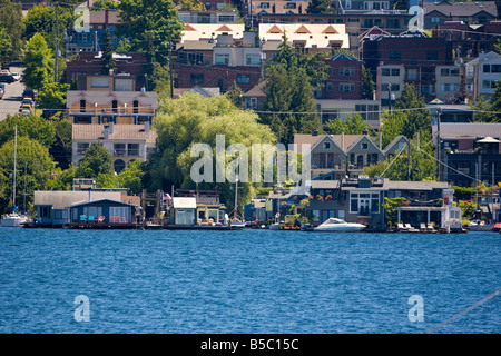 Floating homes on Lake Union in Seattle, Washington Stock Photo