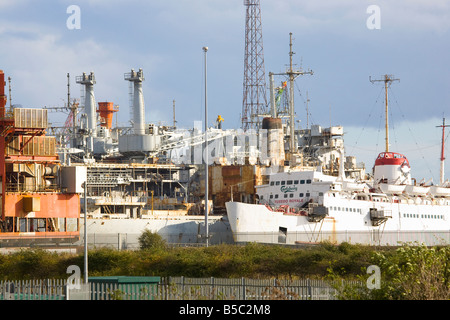 Able UK yard; Ship breaking, shipbreaking industry, recycling metals, demolition salvage at Able UK dismantlers shipbreaking yards, Teesport, Teeside, Stock Photo