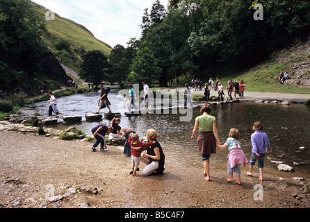 The Stepping Stones at Dovedale, Peak District National Park, England Stock Photo