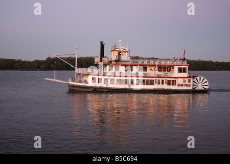 The Mark Twain Steam Ship on the Mississippi River Hannibal Missouri Stock Photo