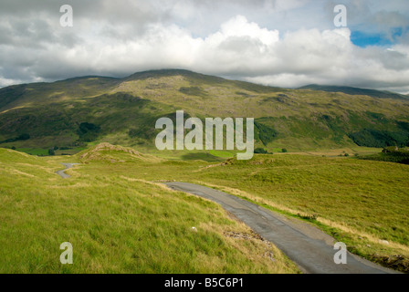 Near the summit of Hardknott Pass in the English Lake District looking towards Cockley Beck at the head of Dunnerdale. Stock Photo