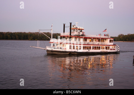 The Mark Twain Steam Ship on the Mississippi River Hannibal Missouri Stock Photo