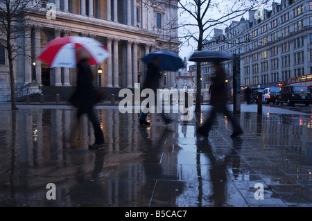 the west side of St Pauls Cathedral in the rain Stock Photo