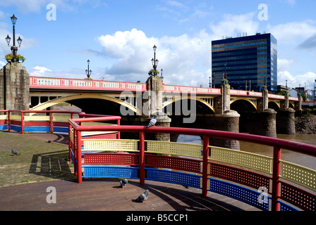 Newport Bridge crossing the River Usk, Newport, Gwent, South Wales. Stock Photo