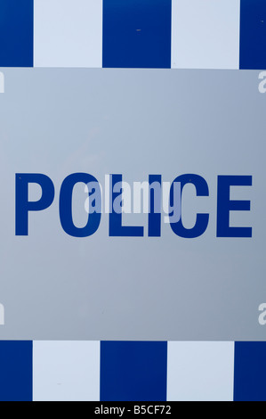 Blue and white chequered sign outside a Victoria police station in ...