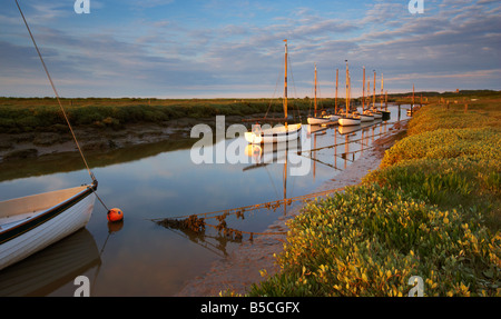 Boats moored on Morston marshes Norfolk UK Stock Photo - Alamy