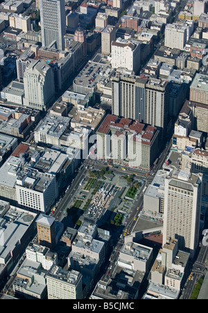 aerial view above Union Square San Francisco Stock Photo