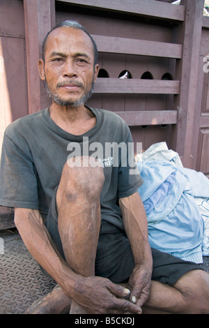 Portrait of a homeless man, thailand Stock Photo