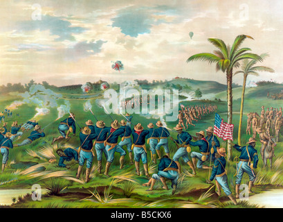 'How the day was won' Charge of the Tenth Cavalry Regiment U.S.A. San Juan Hill; Cuba, July 1st 1898 Stock Photo
