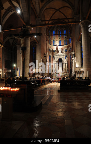 Basilica di San Giovanni e Paulo, English private school choir give concert in Venice church. Stock Photo