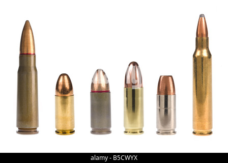 A selection of bullets isolated on white Stock Photo