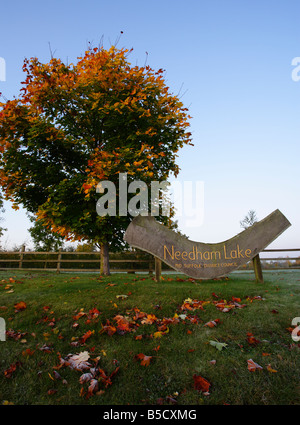 The sign at Needham Market Lake, Suffolk. Stock Photo