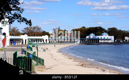 Rye Playland Boardwalk, park and beach, Rye, New York. Arcade scene in the movie 'Big' was filmed here. Stock Photo