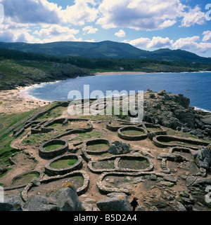 Celtic ruins near Porto do Son west coast Castro de Barona Galicia Spain Europe Stock Photo