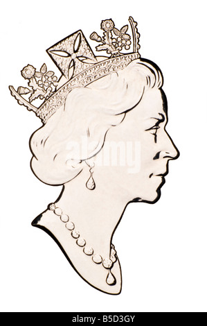 Profile Portrait of Queen Elizabeth II from silver coin Stock Photo