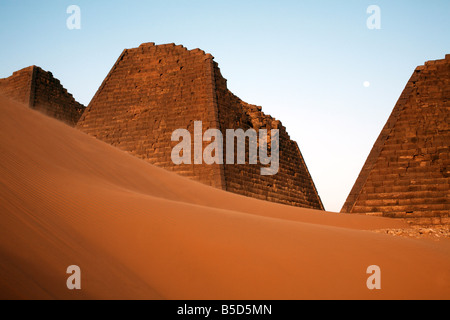The pyramids of Meroe, Sudan's most popular tourist attraction, Bagrawiyah, Sudan, Africa Stock Photo