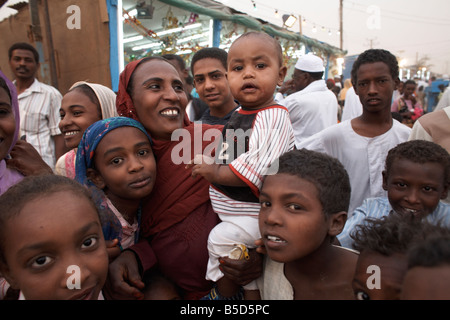 Sudanese people pose for the camera in the town of Shendi, Sudan, Africa Stock Photo