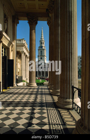 St. Martin in the Fields, seen from the National Gallery, Trafalgar Square, London, England, Europe Stock Photo