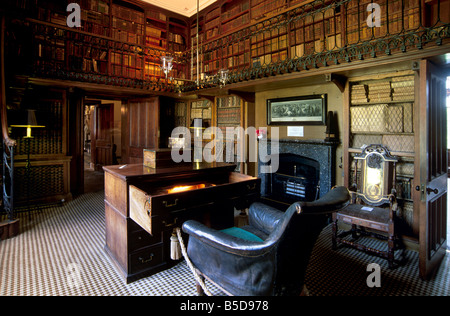 The study and desk where Sir Walter Scott wrote his novels, Abbotsford House, Scottish Borders, Scotland Stock Photo