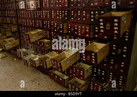 Tong Ren Tang chest drawers where the drug are kept. Tong Ren Tang is the oldest pharmacy in Beijing.