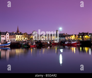 Stornoway (Steornabhagh) harbour at dusk, Lewis, Outer Hebrides, Scotland, Europe