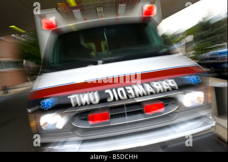 Ambulance Paramedic Unit Motion Blur Speeding Rushing To Accident Scene