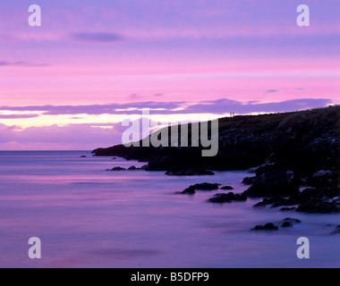 Sunset over Sands of Breckon, one of the finest beaches in Shetland, North Yell, Shetland Islands, Scotland, Europe