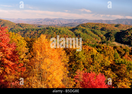 Foothills Parkway West in the Great Smoky Mountains National Park Tennessee USA in late Autumn color. Photo by Darrell Young. Stock Photo