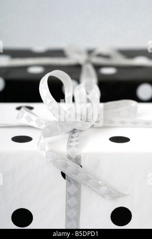 Two gift-wrapped presents Stock Photo
