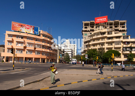 Junction of Bibi Titi Mohammed road and Uhuru road in Dar es Salaam, the capital of Tanzania. Stock Photo