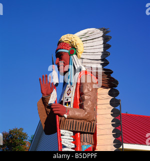 Carving of Native American, Mohawk Trail, Massachusetts, New England, USA, North America Stock Photo