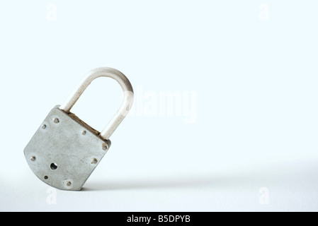 Metal padlock tilted to one side, close-up Stock Photo
