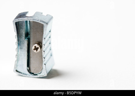 Metal pencil sharpener, close-up Stock Photo