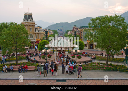 Main street of Hong Kong Disneyland China Stock Photo