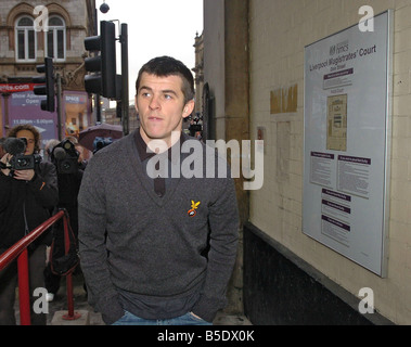 Newcastle United footballer Joey Barton larrives at Liverpool Magistrates Court appearing on assault charges He was later bailed until the 12th March Barton 25 of Widnes did not issue a plea Stock Photo