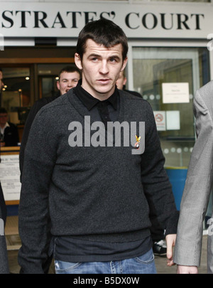 Newcastle United footballer Joey Barton leaves Liverpool Magistrates Court after appearing on on assault charges He was bailed until the 12th March Barton 25 of Widnes did not issue a plea Stock Photo