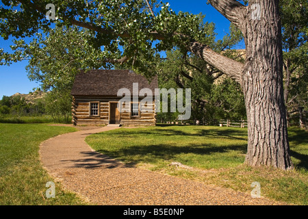 Maltese Cross Cabin, Theodore Roosevelt National Park, Medora, North Dakota, USA, North America Stock Photo