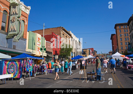 Farmers Market on Main Street, National Historic District, Butte, Montana, USA, North America Stock Photo