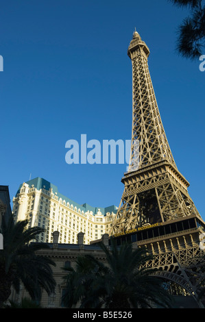 Paris Hotel with mini Eiffel Tower, The Strip (Las Vegas Boulevard), Las Vegas, Nevada, USA, North America Stock Photo