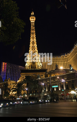 Paris Hotel with mini Eiffel Tower, The Strip (Las Vegas Boulevard), Las Vegas, Nevada, USA, North America Stock Photo