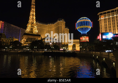 Paris Hotel with mini Eiffel Tower, The Strip (Las Vegas Boulevard), Las Vegas, Nevada, USA, North America Stock Photo