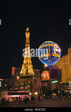 Paris Hotel with mini Eiffel Tower, The Strip (Las Vegas Boulevard), Las Vegas, Nevada, USA, North America Stock Photo