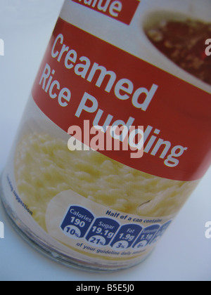 a tin of Tesco Value rice pudding Stock Photo