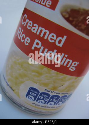 a tin of Tesco Value rice pudding Stock Photo - Alamy