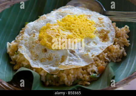 Nasi Goreng Fried Rice in Sapit on Lombok Island in Indonesia Stock Photo