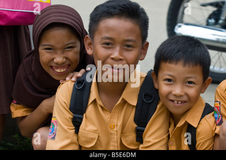 Muslim Schoolchildren in Rantepao on Sulawesi in Indonesia Stock Photo