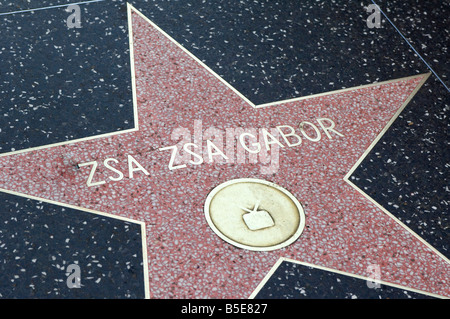 Hollywood Walk of Fame on Hollywood Boulevard. USA,California,Los Angeles. Zsa Zsa Gabor. Stock Photo