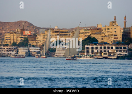 Felucca Sailboat on the Nile River in Aswan Egypt Stock Photo