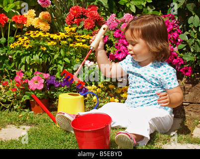 Playing in the garden Stock Photo